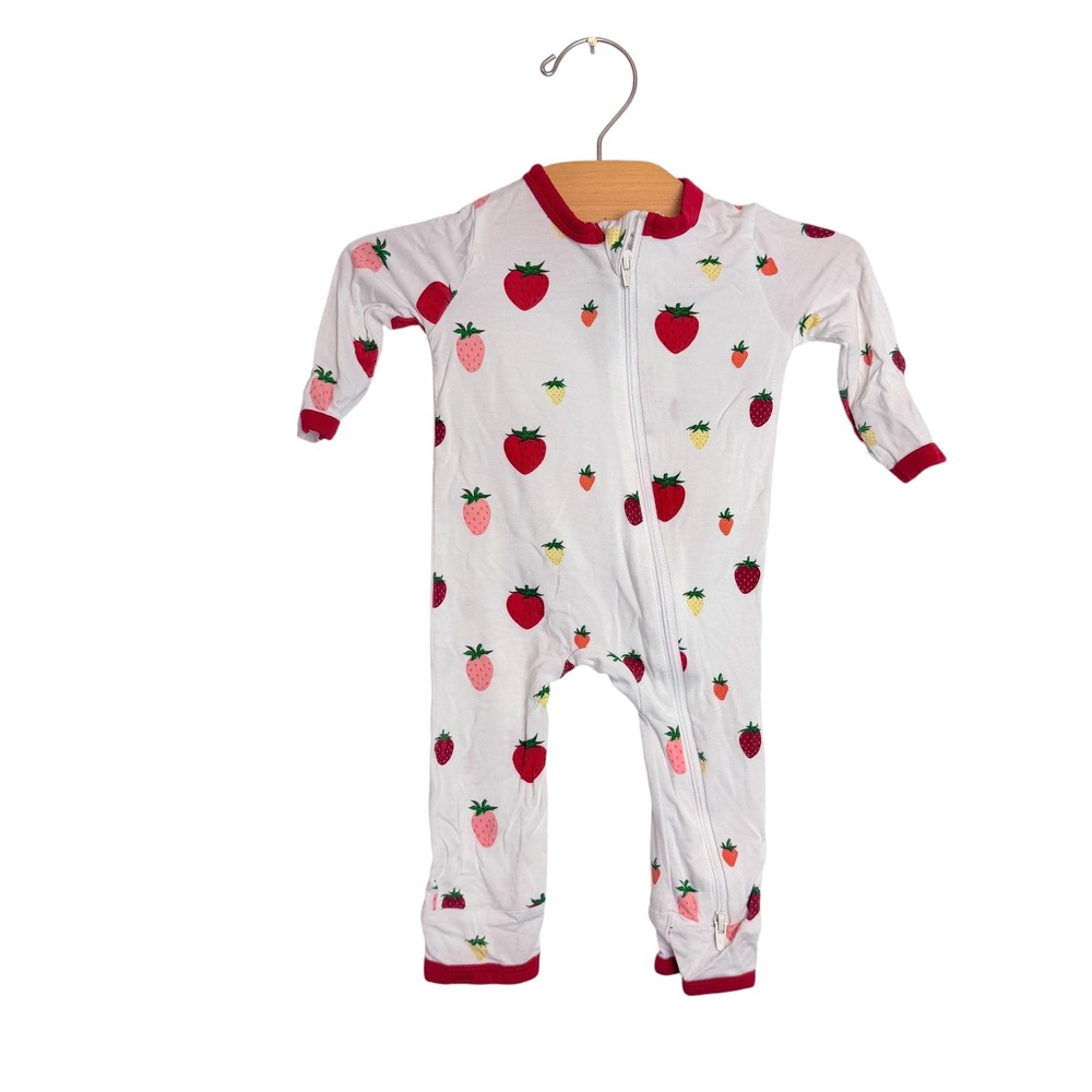 Kyte Baby Strawberry Bamboo Rayon Footless Romper Sleeper 0-3 Months White Red